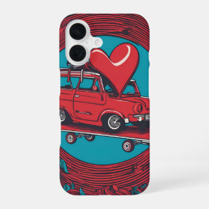 Liebe auf Rädern – Cooles Skateboarding-Herz-Desig iPhone 16 Hülle
