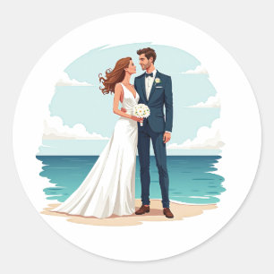 Liebe-Aufkleber für Strandhochzeiten Runder Aufkleber