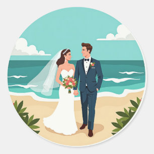 Liebe-Aufkleber für Strandhochzeiten Runder Aufkleber