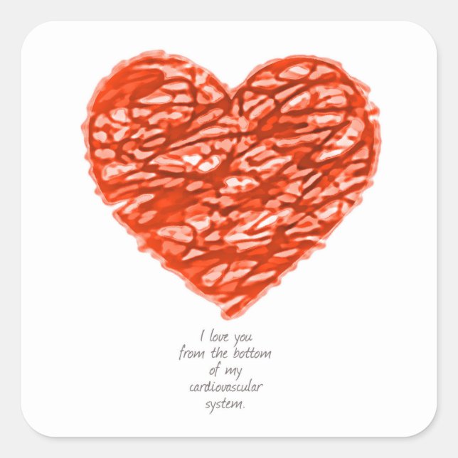 Liebe aus dem Herz-Kreislauf-System Quadratischer Aufkleber (Vorderseite)