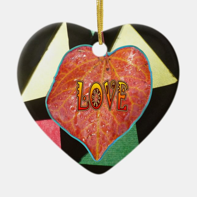 Liebe aus gestanztem Glas Keramik Ornament (Vorne)