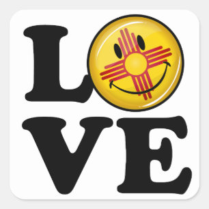 Liebe aus New Mexico Lächeln Flagge Quadratischer Aufkleber