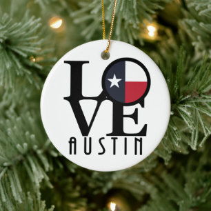 LIEBE Austin Texas Keramik Ornament