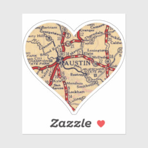 Liebe Austin Texas Vintag Map Aufkleber