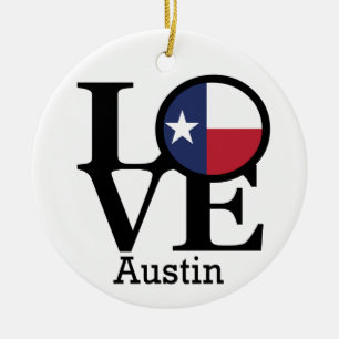 LIEBE Austin TX Keramik Ornament