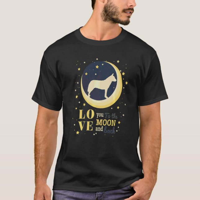 Liebe australischer Rinder Hund zum Mond T-Shirt (Vorderseite)