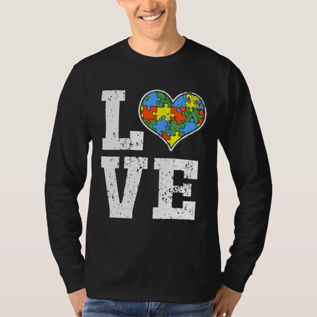 Liebe Autismus Bewusstsein für Kinder Mama Vater H T-Shirt (Vorderseite)