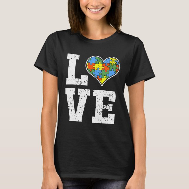 Liebe Autismus Bewusstsein für Kinder Mama Vater H T-Shirt (Vorderseite)