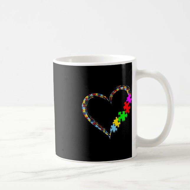 Liebe Autismus Bewusstsein Herz Puzzle Piece Valen Kaffeetasse (Rechts)
