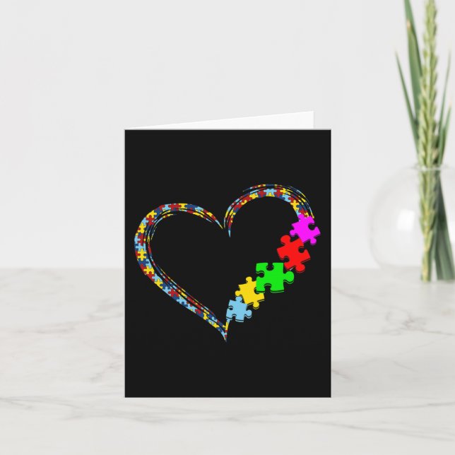 Liebe Autismus Bewusstsein Herz Puzzle Piece Valen Karte (Vorderseite)