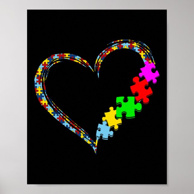Liebe Autismus Bewusstsein Herz Puzzle Piece Valen Poster (Vorne)