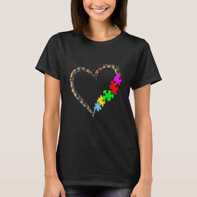 Liebe Autismus Bewusstsein Herz Puzzle Piece Valen T-Shirt (Vorderseite)