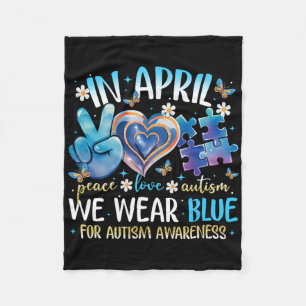 Liebe Autismus Bewusstsein im April tragen wir Blu Fleecedecke