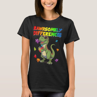 Liebe Autismus T Rex Dinosaur Rawrsomely Anders Al T-Shirt