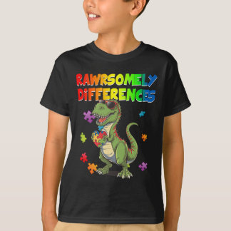 Liebe Autismus T Rex Dinosaur Rawrsomely Anders Al T-Shirt