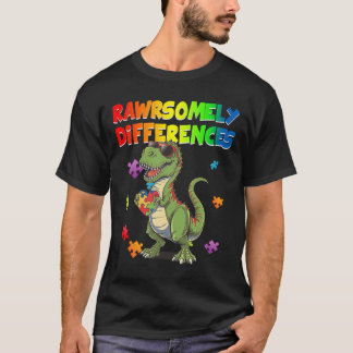 Liebe Autismus T Rex Dinosaur Rawrsomely Anders Al T-Shirt