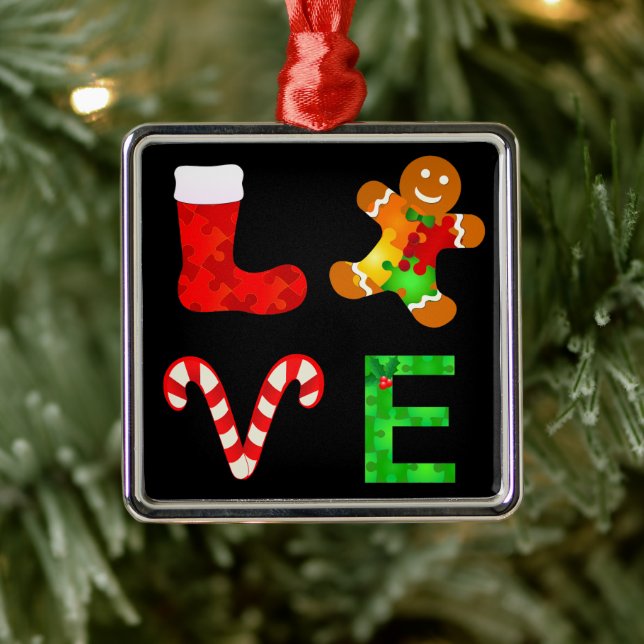 LIEBE Autismus Weihnachten Ornament Aus Metall (Baum)