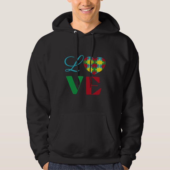 Liebe Autistisches Puzzle Hoodie (Vorderseite)