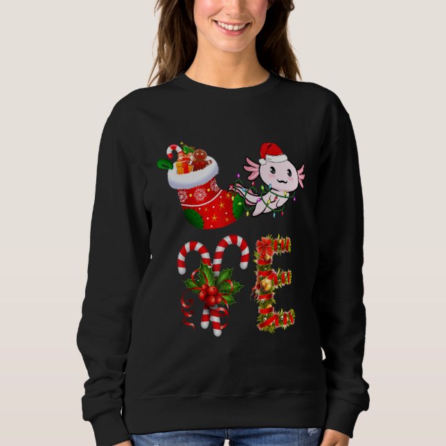 Liebe Axolotl Christmas Lights Led Weihnachtsmannm Sweatshirt (Vorderseite)
