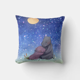 Liebe, Baby Hippo und ihre Mutter Kissen