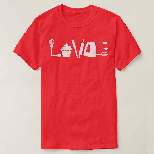 Liebe backen Cupcake Backen Niedlich Männer Frauen T-Shirt (Design vorne)