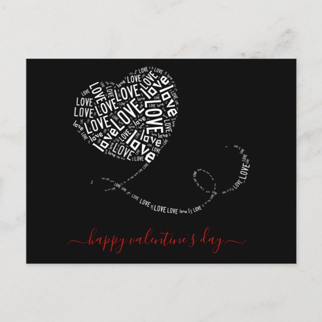 Liebe Ballon Word Art Valentine's Day Postkarte (Vorderseite)