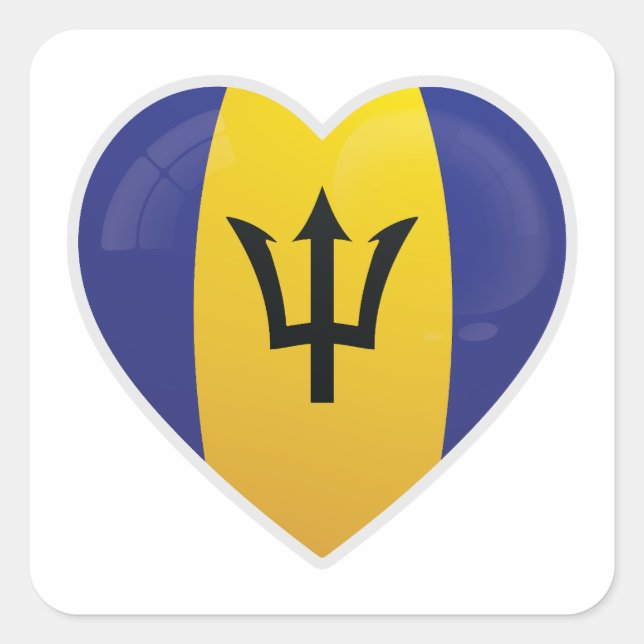 Liebe Barbados Quadratischer Aufkleber (Vorderseite)