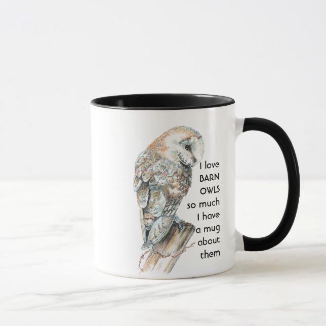 Liebe BARN OWLS so viel ich Spaß Quote Tasse (Rechts)