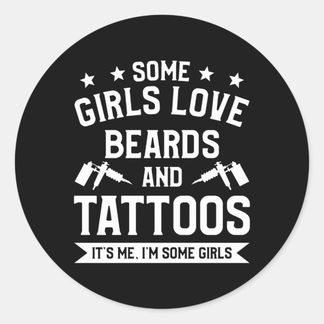 Liebe Bärte und Tattoos Ich bin ein paar Runder Aufkleber (Vorderseite)