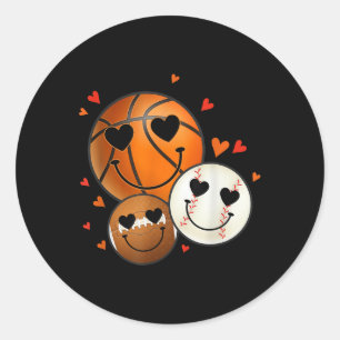 Liebe Baseball Basketball Fußball Retro Lächeln Ge Runder Aufkleber