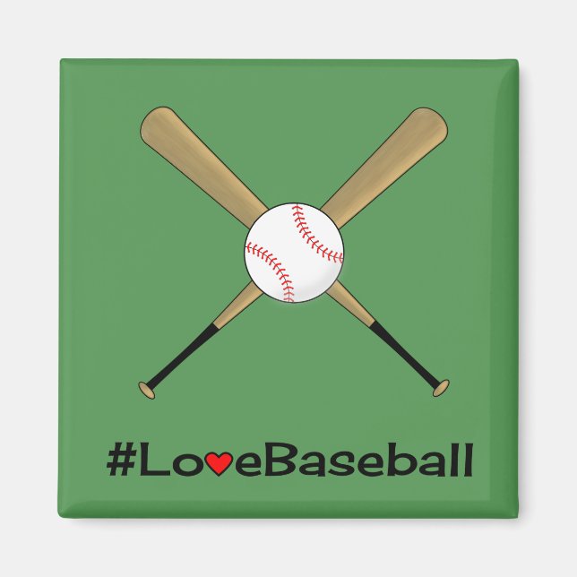 Liebe Baseball Hashtag Slogan Sportgrün Magnet (Vorne)