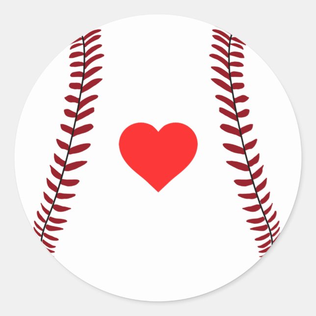 Liebe Baseball - Sportball mit Herz Runder Aufkleber (Vorderseite)
