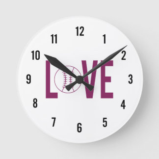 Liebe Baseball Wall Clock Runde Wanduhr