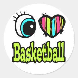 Liebe Basketball Bright Eye Herz Runder Aufkleber