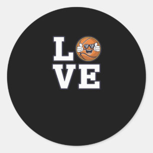 Liebe Basketball Design mit Coolem Emoji und Runder Aufkleber