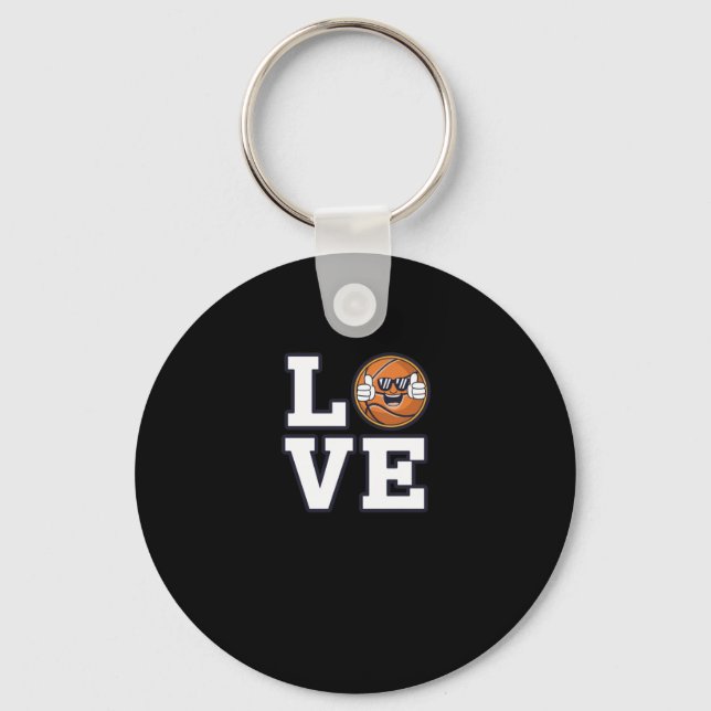 Liebe Basketball Design mit Coolem Emoji und Schlüsselanhänger (Vorderseite)