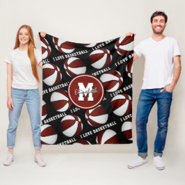 Liebe Basketball in den Farben Maroon und Weiß Fleecedecke