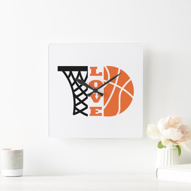 Liebe Basketballkorb Quadratische Wanduhr (Zuhause)