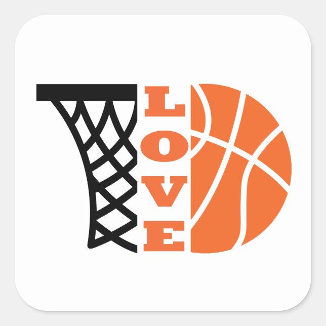 Liebe Basketballkorb Quadratischer Aufkleber (Vorderseite)