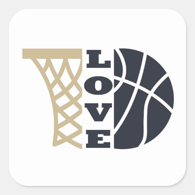 Liebe Basketballkorb Quadratischer Aufkleber (Vorderseite)