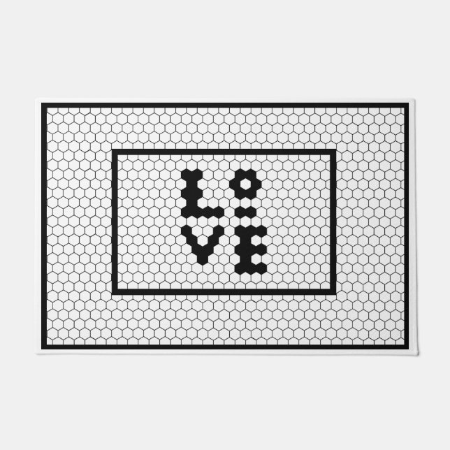 Liebe Bauernhaus Schwarz-Weiß-Fliesen-Design Fußmatte (Vorderseite)
