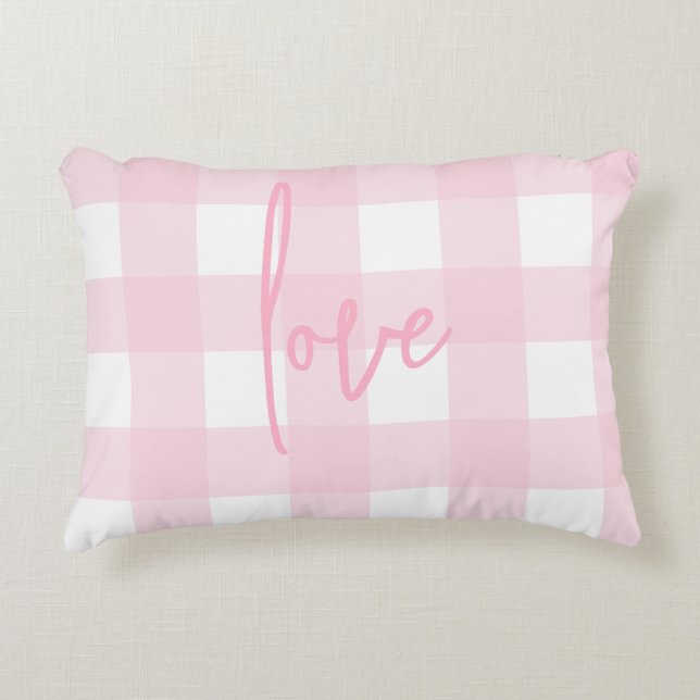 Liebe Bauernhof Chic Pink und White Buffalo Karo Dekokissen (Vorderseite)