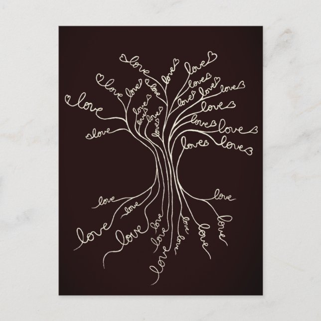 Liebe Baum des Lebens Natur braune Herzen Niedlich Postkarte (Vorderseite)