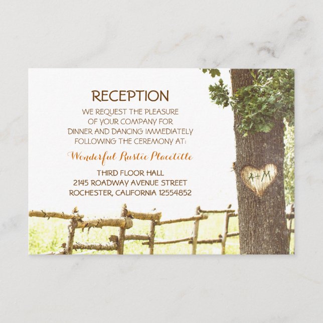 Liebe Baum Landschaft Hochzeit Rezeptionskarten Begleitkarte (Vorderseite)