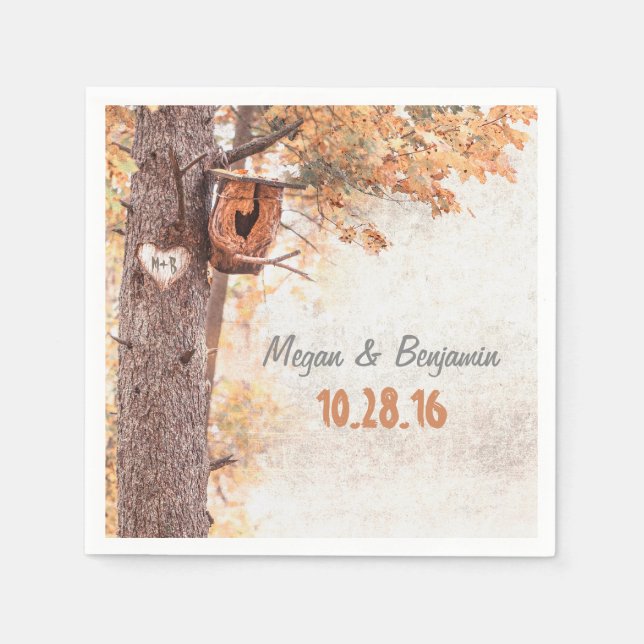 Liebe Baum Rustikale Hochzeit im Herbst Serviette (Vorderseite)