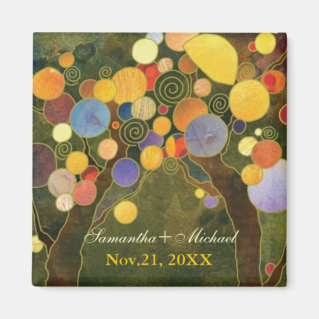 Liebe Bäume Olive Green Wedding Save the Date Magnet (Vorne)