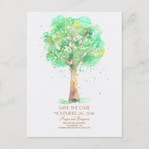 Liebe Bäume Romantische Wasserfarbe Save the Date Ankündigungspostkarte