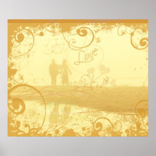 Liebe Beach Couple gegrundet und wirbelig Poster