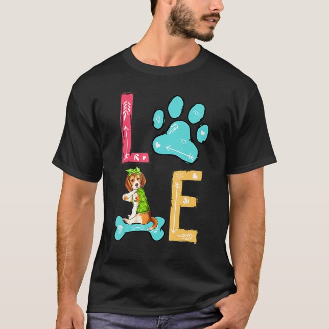 Liebe Beagle Paw Dog Eigentümer T-Shirt (Vorderseite)