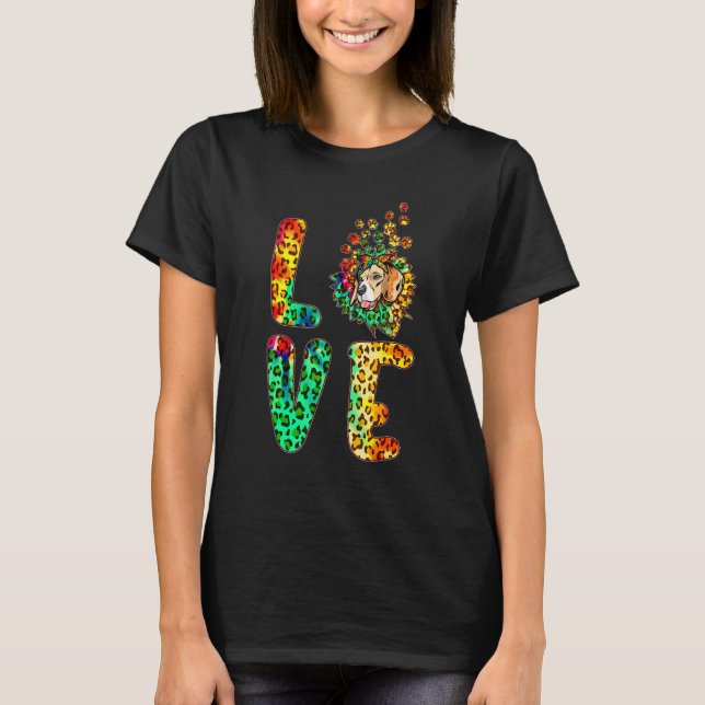 Liebe Beagle Sonnenblumen Gefärbte Krawatte Hund M T-Shirt (Vorderseite)